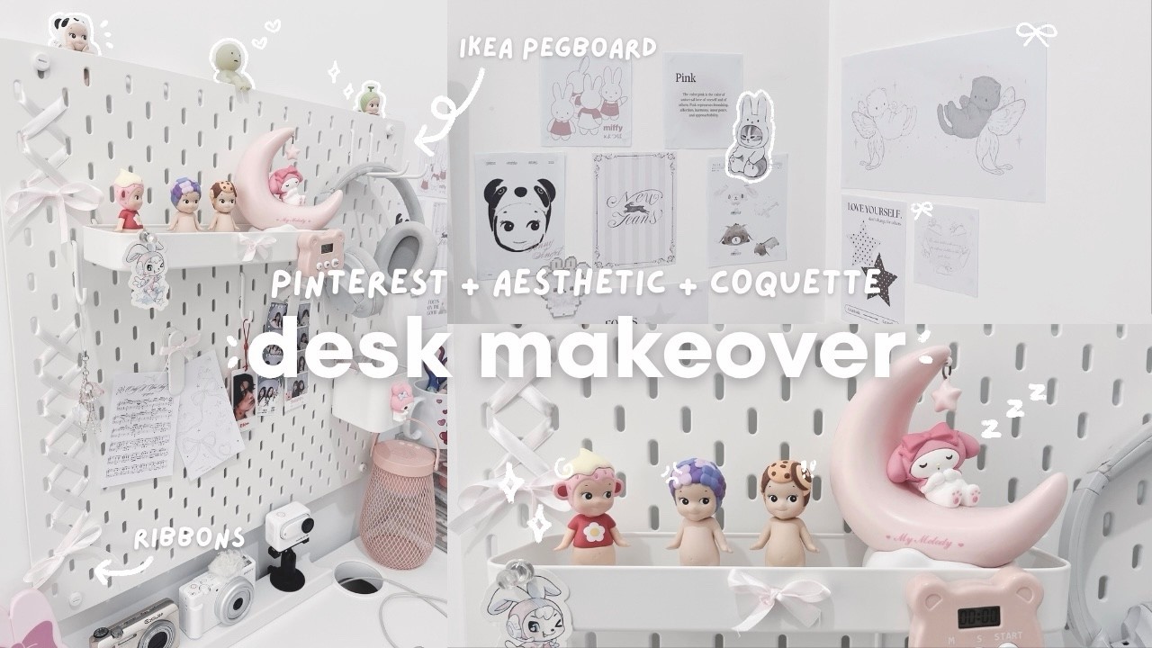 Эстетическое преображение рабочего стола 🎀🍥: вдохновлено Pinterest, кокетливый стиль, стол из ИКЕ...