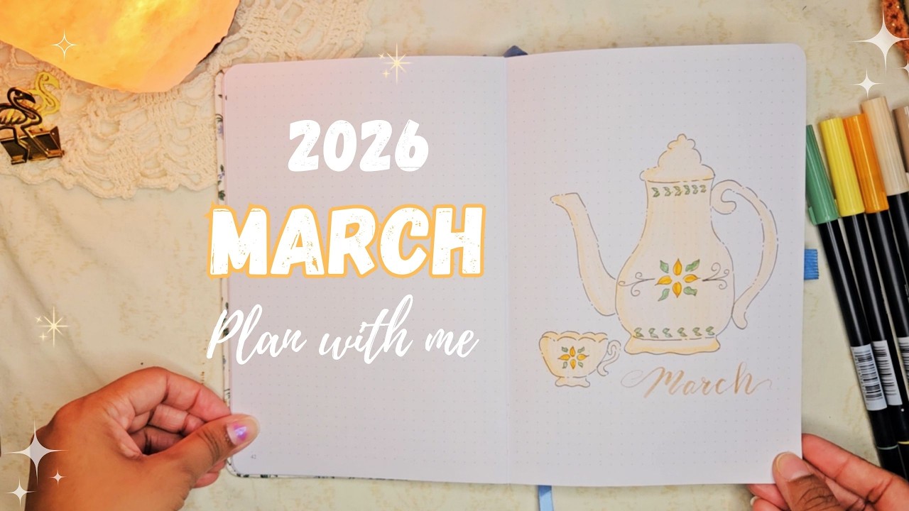 March Plan with me -  Tea and Spring theme