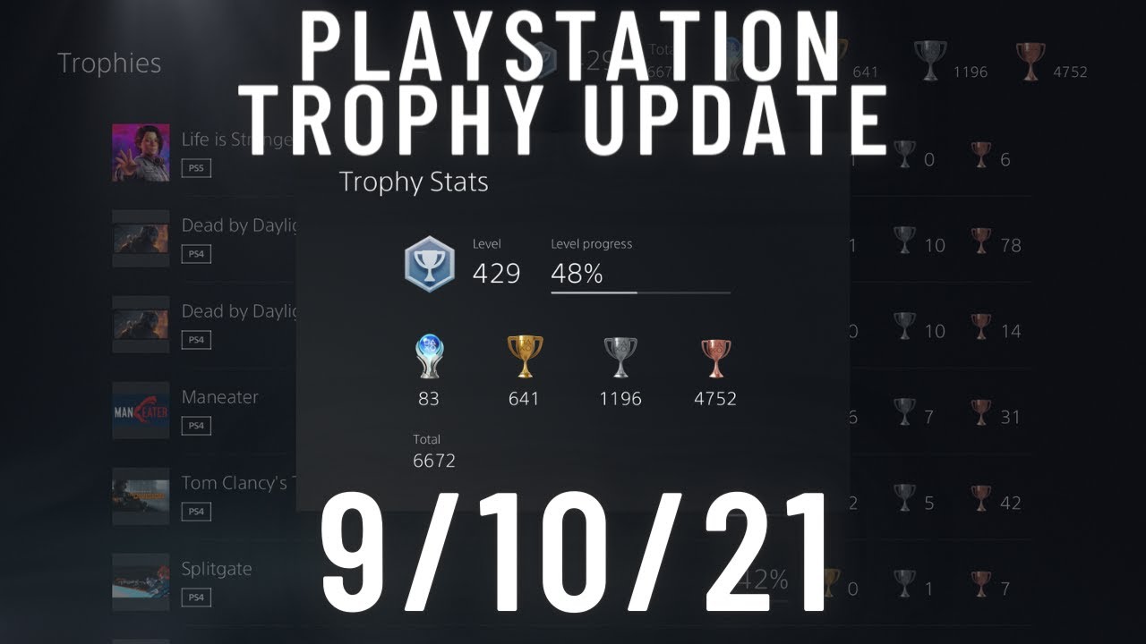 PlayStation Trophy Update: 9/10/21