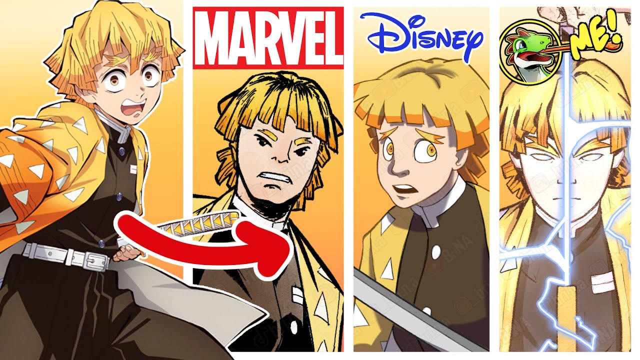 How To Draw ZENITSU The MARVEL Way. And DISNEY Way&hellip; and my way | ART STYLE SWAP