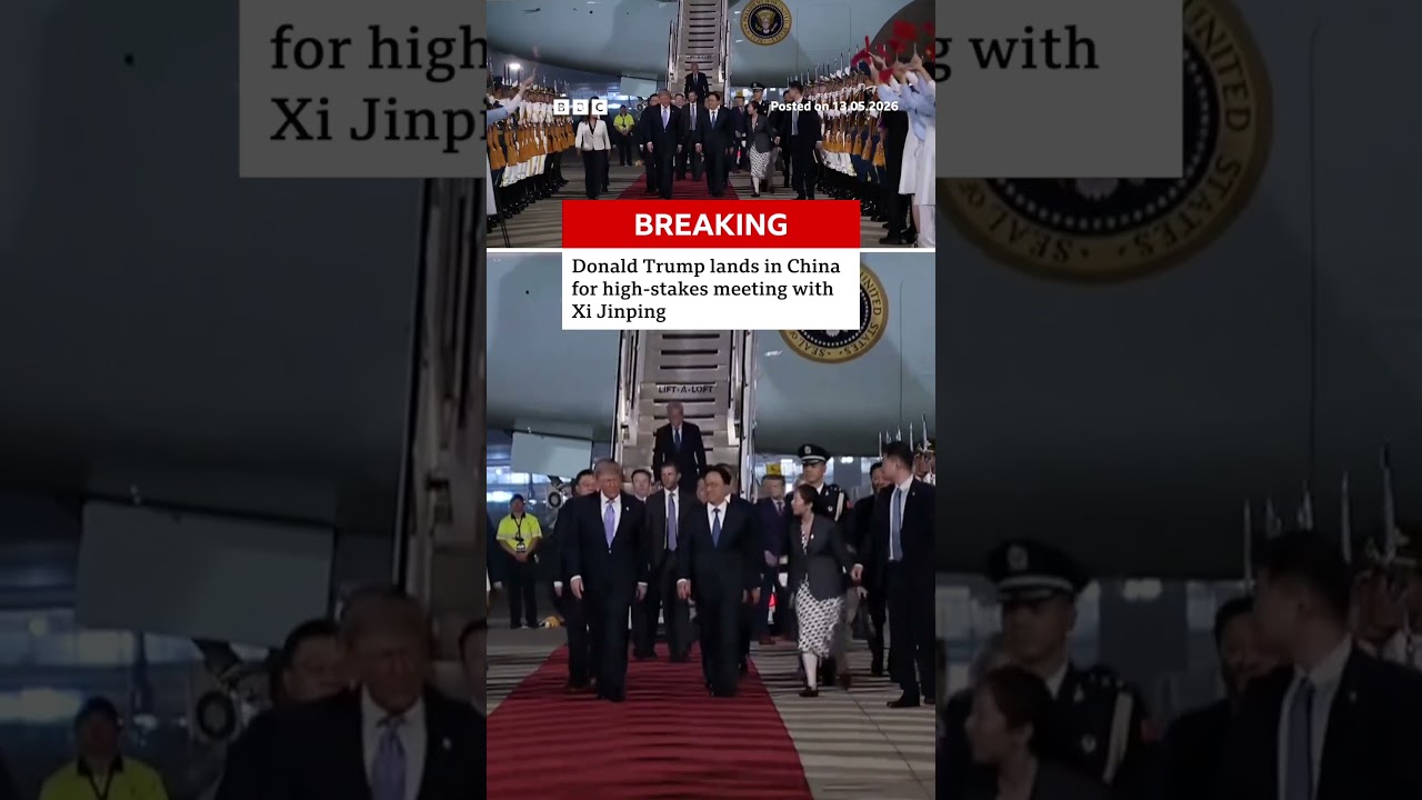 Donald Trump lands in China for high-stakes meeting with Xi Jinping. #BBCNews