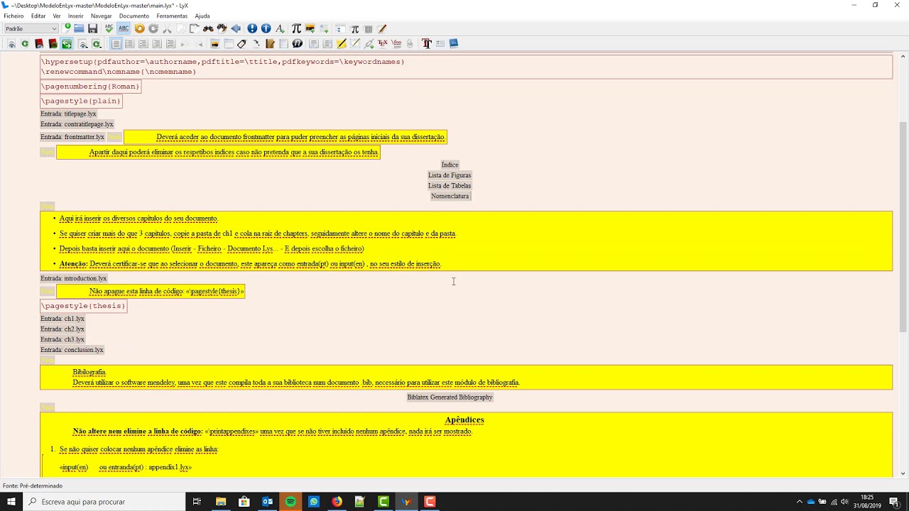 Introdução ao Modelo de dissertação da EN em Lyx