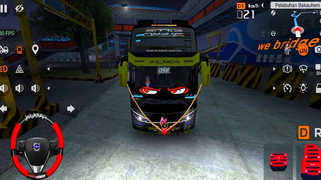 Bus Rugby Sudiro Tungga Jaya Full Strobo Trip Malam Keluar Pelabuhan Malam Hari Jalanan Rame