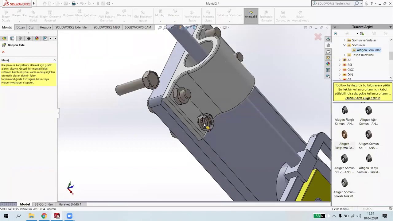 Endüstriyel Otomasyon -  Bilgisayar Destekli Çizim - Solidworks Montaj 1