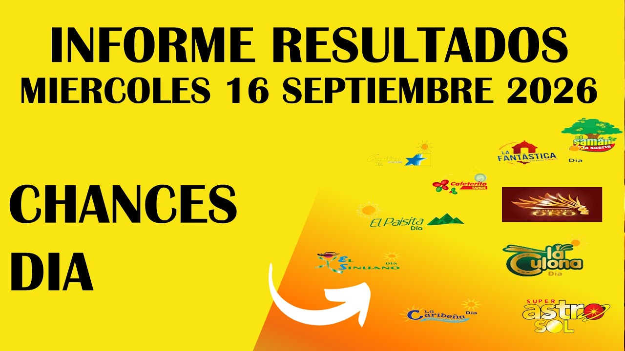 Resultados CHANCES DIA de MIERCOLES 16 SEPTIEMBRE 2026 ASTRO SOL DE HOY LOTERIAS DE HOY RESULTADOS D