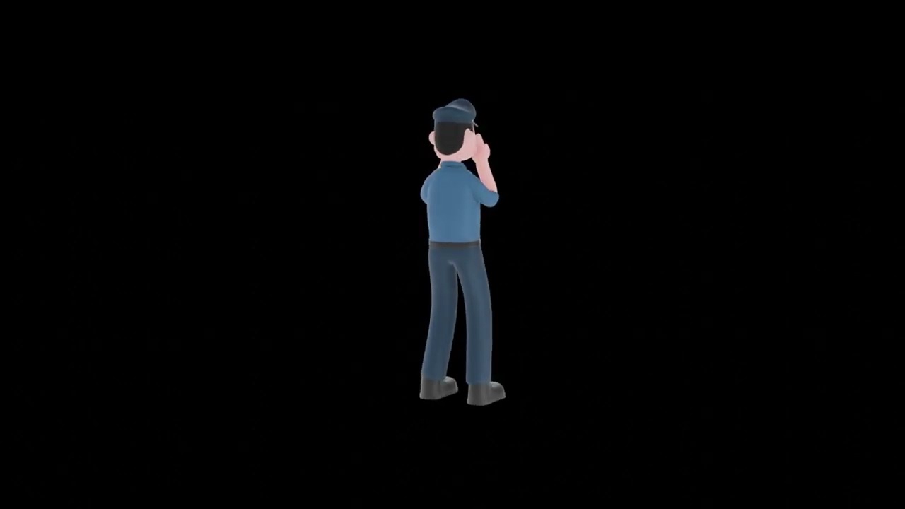 3D Cartoon Police Officer Turntable | Shocked & Surprised