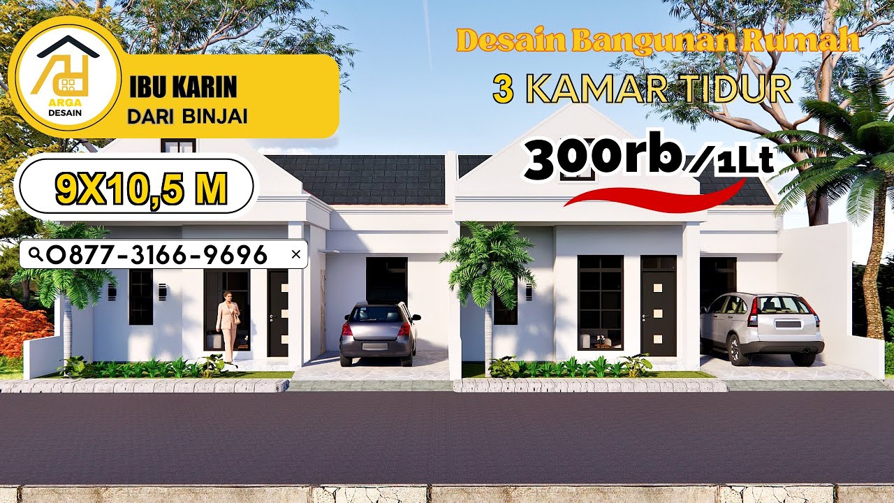 Desain Rumah  Ukuran 9X10,5 M  [1 LANTAI] dari IBU KARIN, Jasa Desain Rumah BINJAI