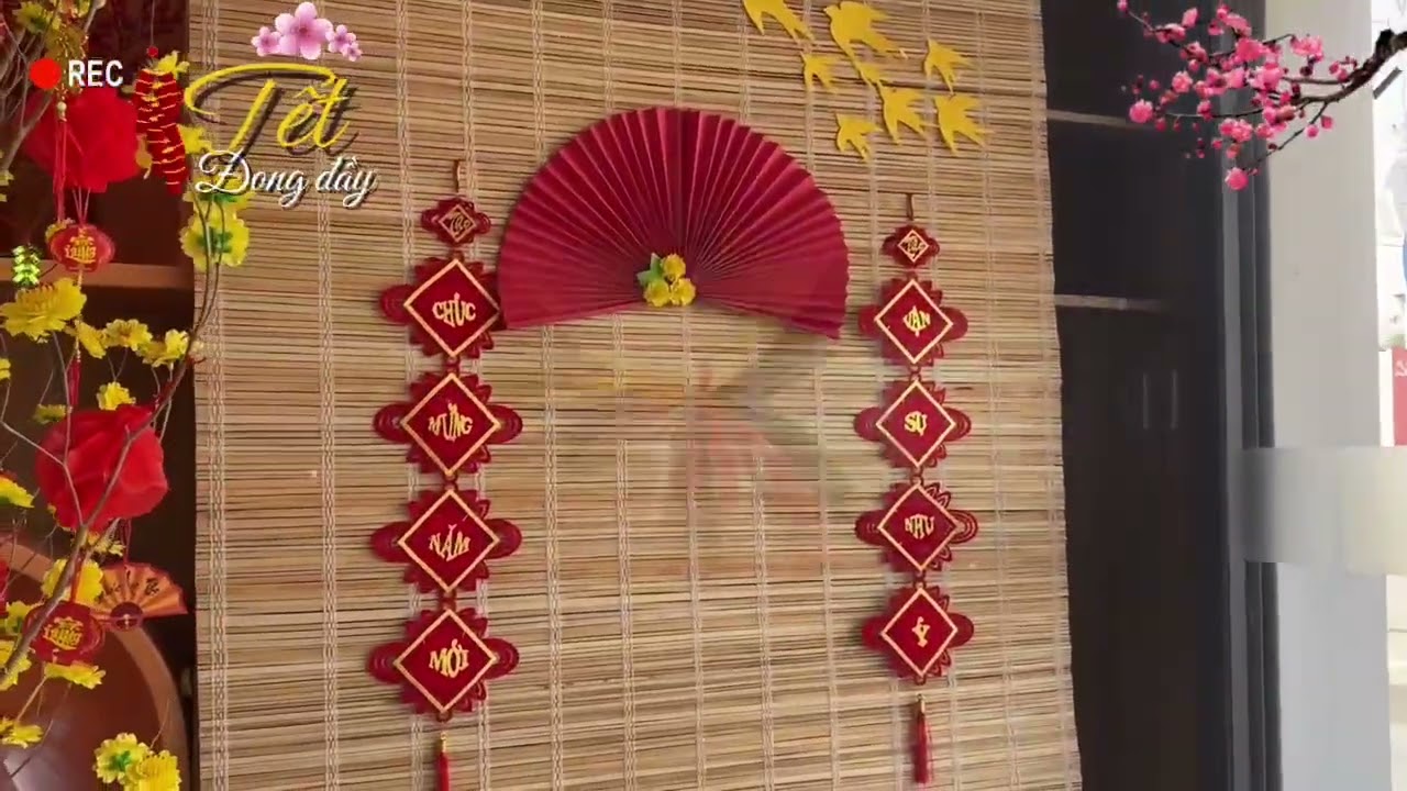 🎉 “Decorating with care, celebrating with joy — Tet check-in corner ready for the kids!”