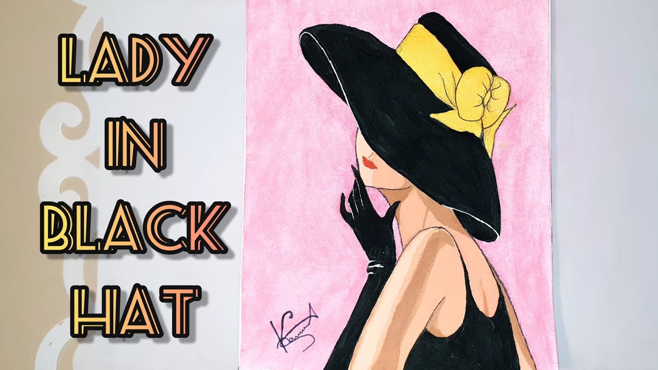 Lady in Black Hat Acrylic Painting ||  A Girl Hiding Under a Hat || How To paint a Girl With Hat