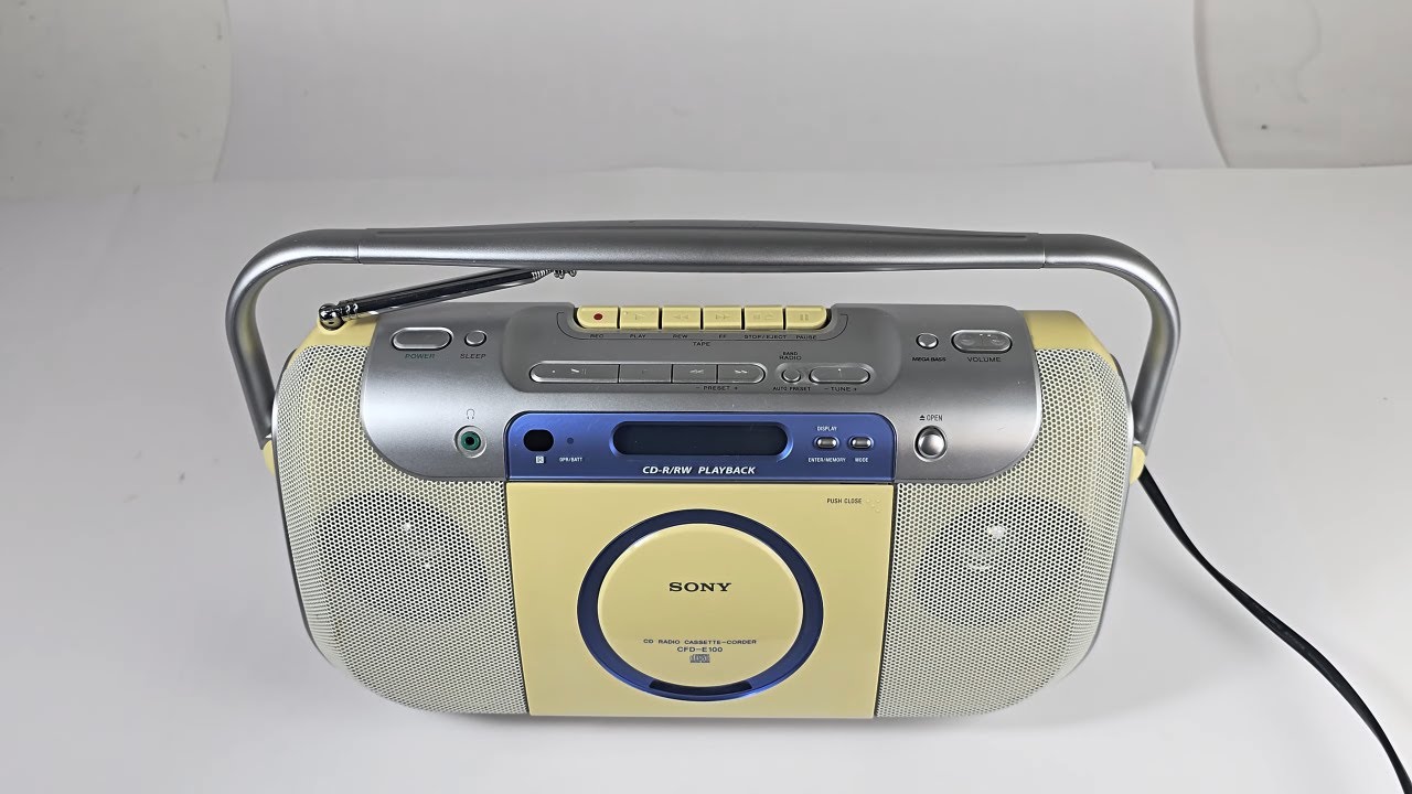 Sony CFD-E100 CD AM FM радиокассета магнитофон белый Y2K винтажный полностью протестирован Ebay M...