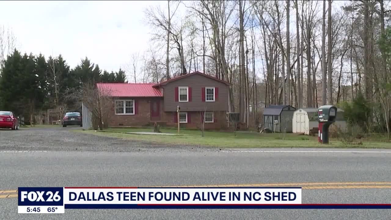 Dallas teen found alive in NC shed