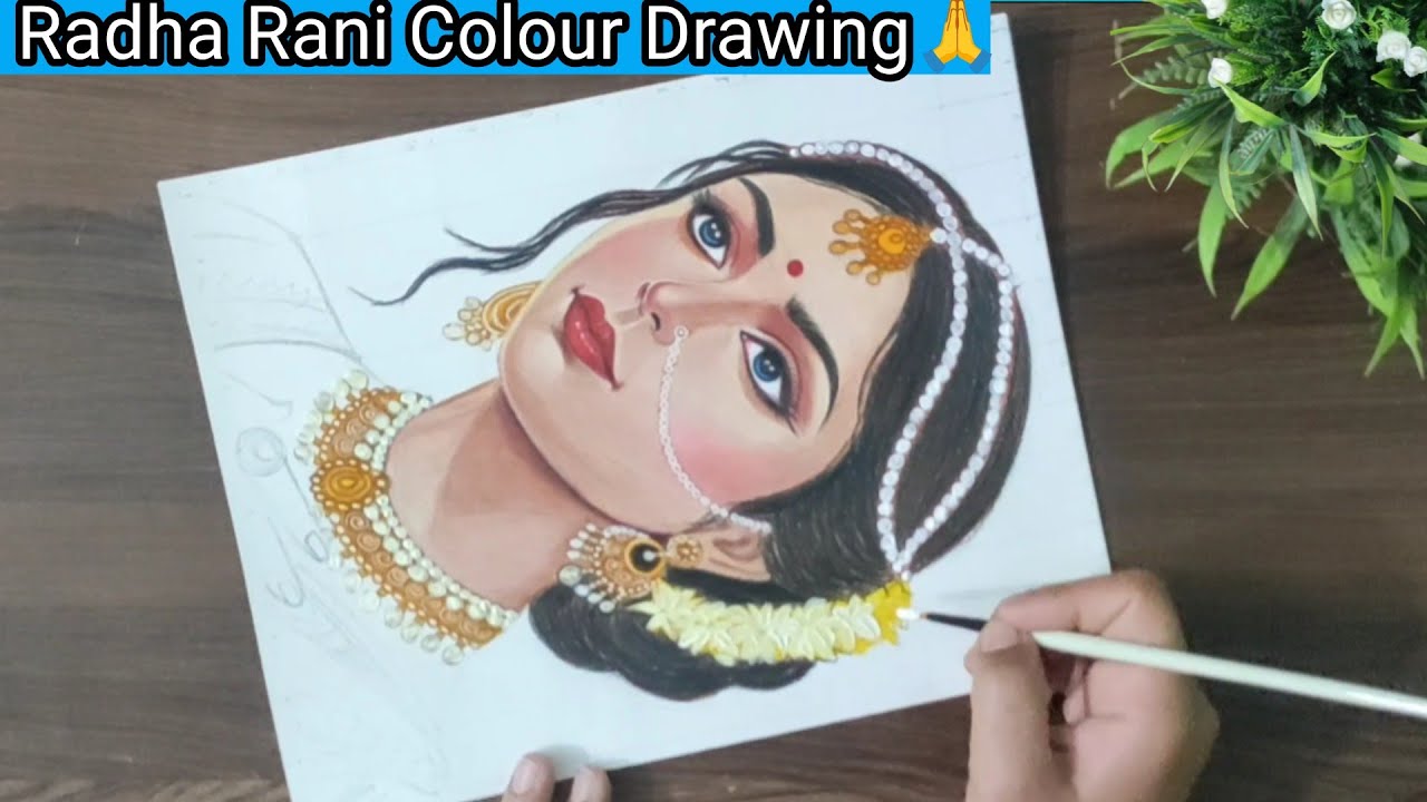 Radha Rani Drawing Step By Step❤🌼|Radha Rani Drawing With Colour🌼|Final Part|