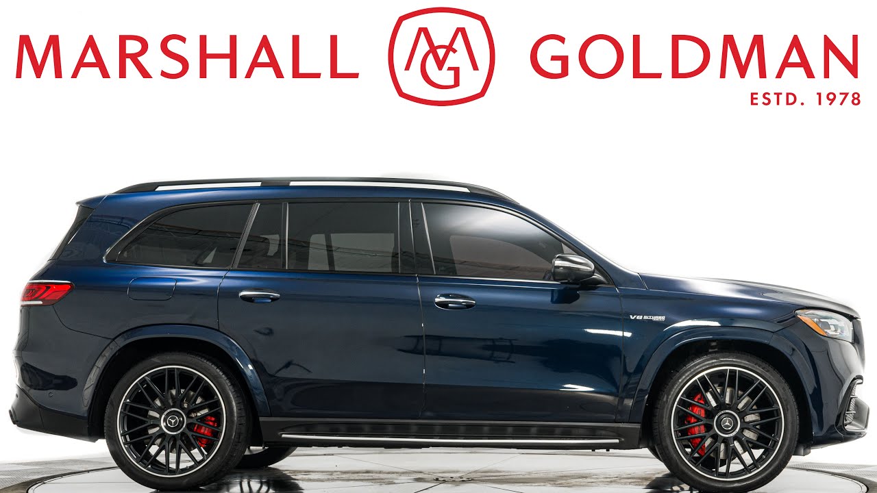 2021 Mercedes GLS 63 AMG in Lunar Blue Metallic over Macchiato Beige and Black interior for sale
