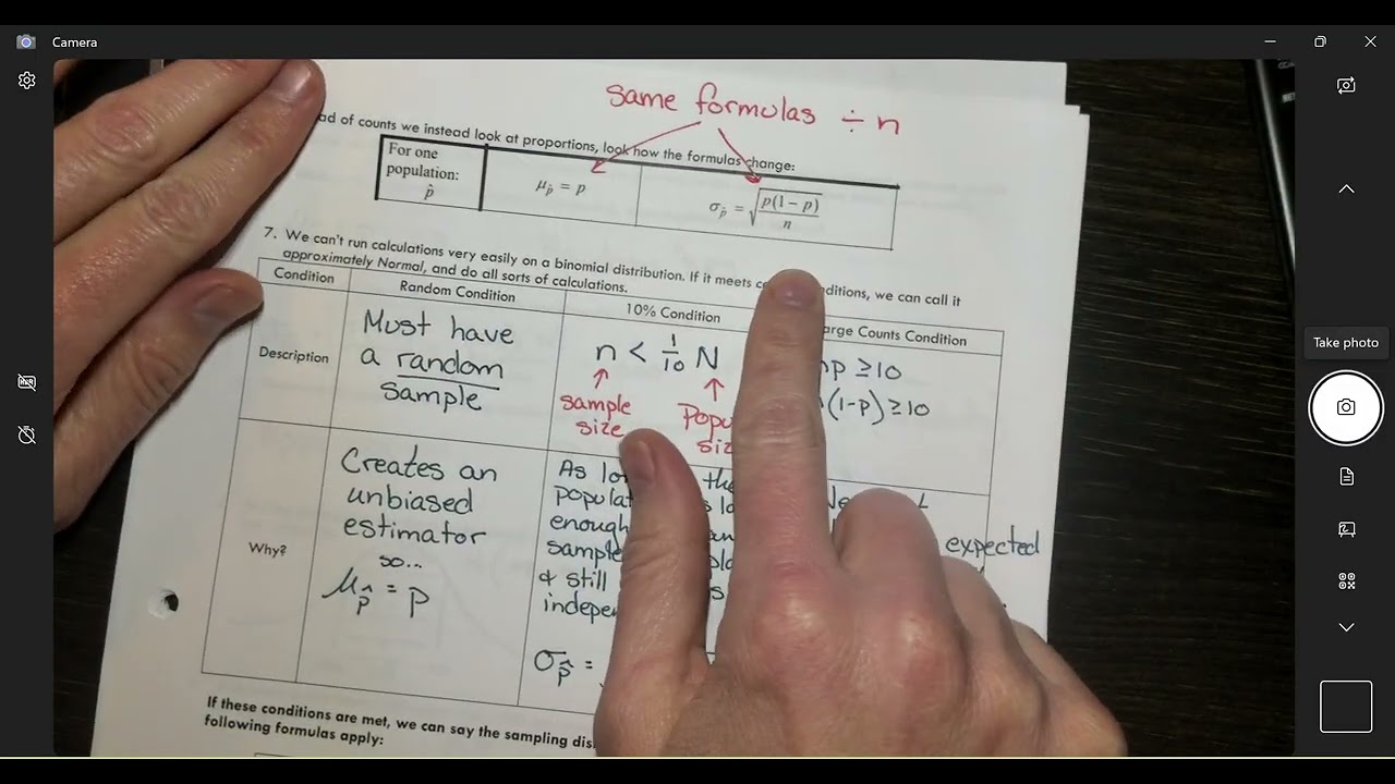 AP Stats U5D2 - Sampling distributions for sample prop and the difference in sample proportions