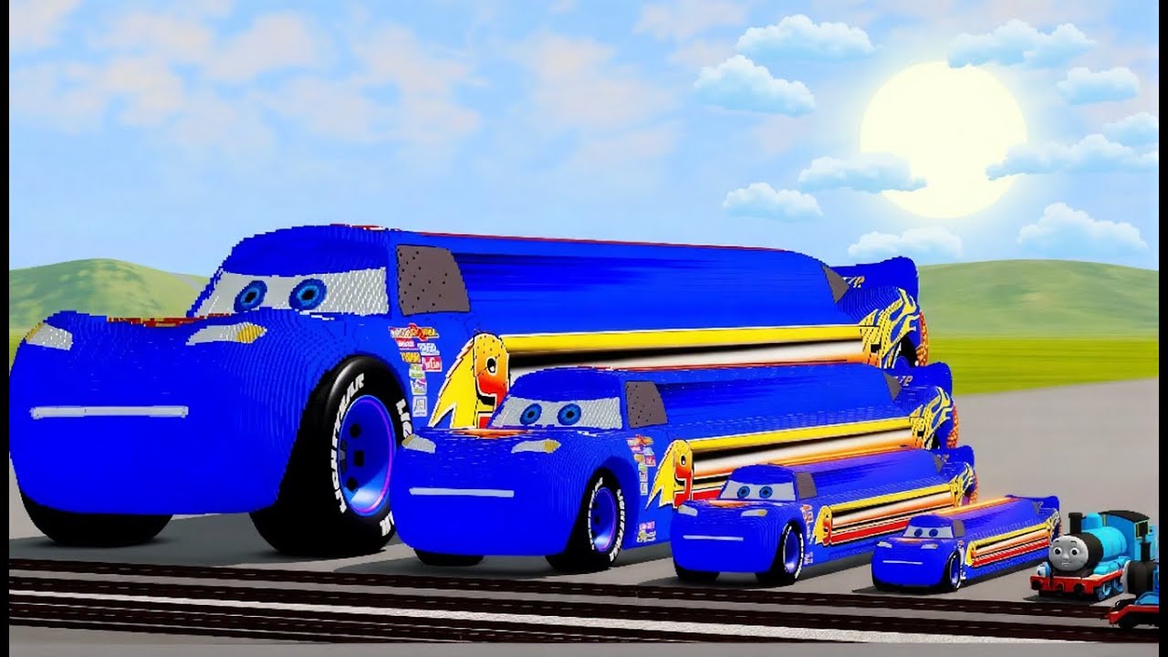 Big & Small Long Lightning Mcqueen vs Thomas Train | BeamNG.drive