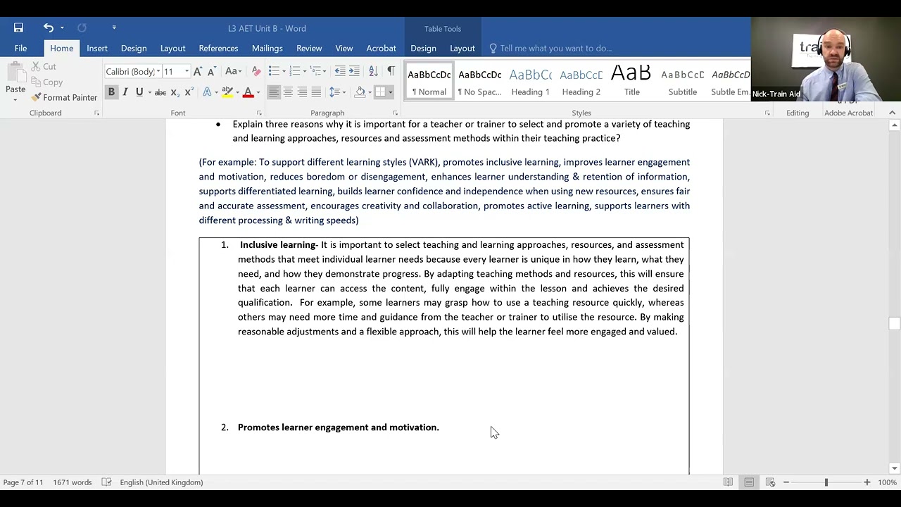 Criteria 2.2 Selecting teaching & learning approaches