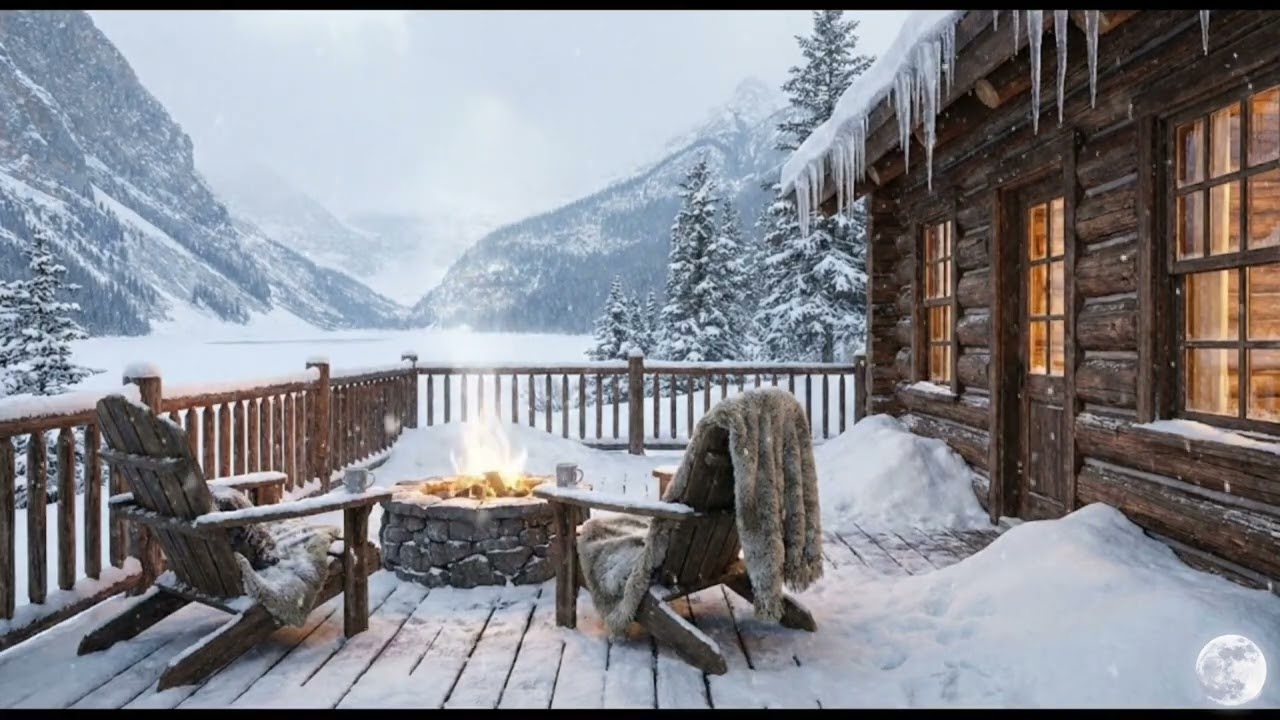 Deep Drift — Quiet Ambience ❄️ Snow & Fire at a Mountain Cabin 3 Hours