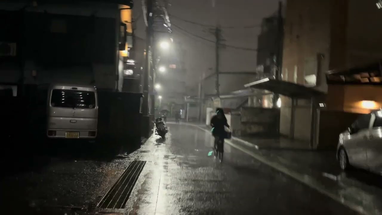 Japan Thunderstorm Night Rain Walk 2024.07.24 ASMR Ambience Sleep Meditate Relax Tokyo Storm