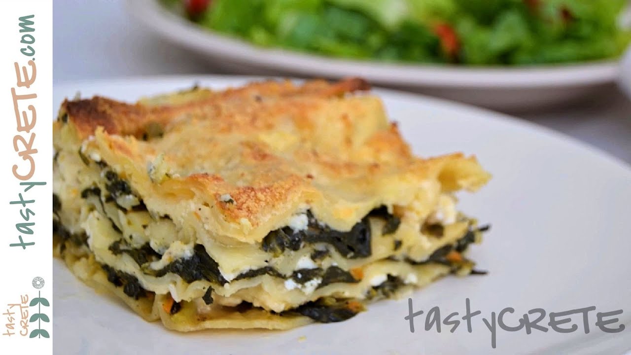 Lasagna with spinach and xynomizithra or feta cheese - tastycrete.com