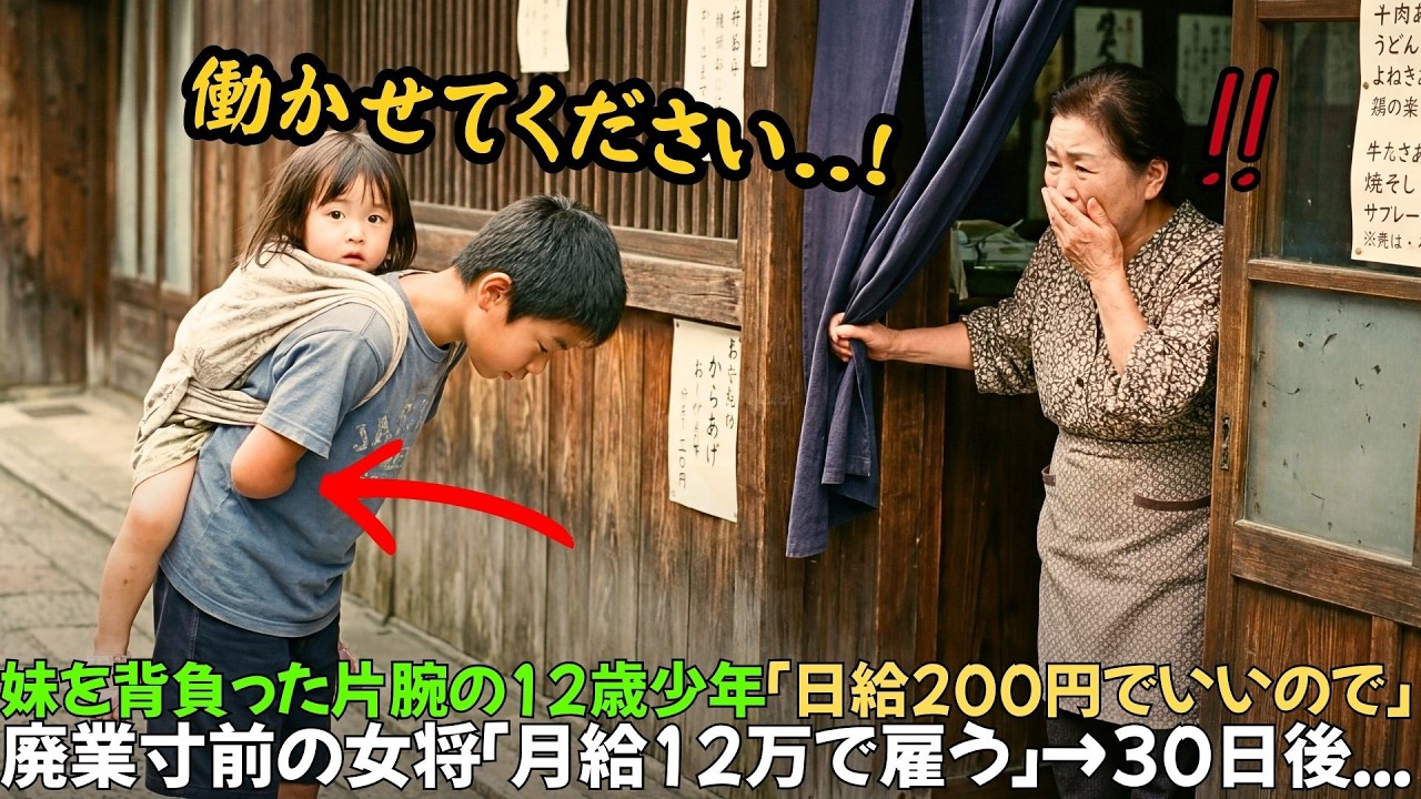 廃業寸前の唐揚げ屋に妹を背負った片腕の12歳少年が来店「日給200円でいいので働かせてください」女将「正社員として月給12万円で雇うよ」→30日後…｜人生の教訓｜オーディオブック