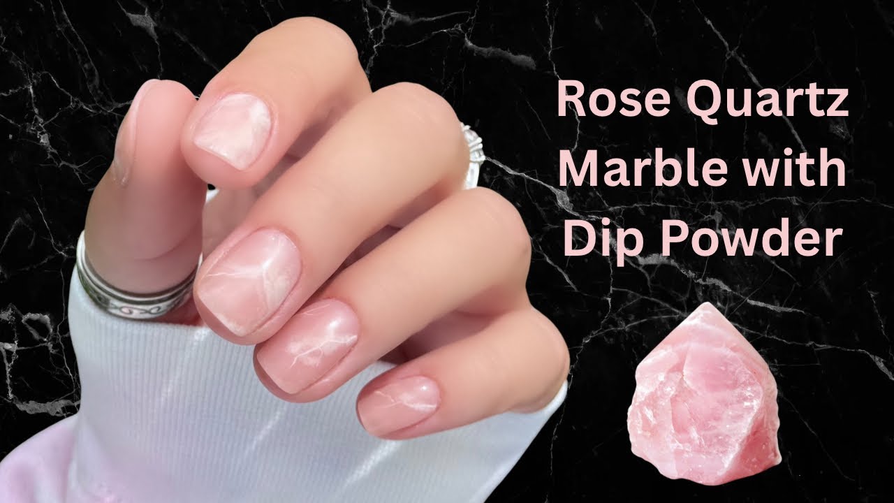 Rose Quartz Marble Nails with Dip Powder!