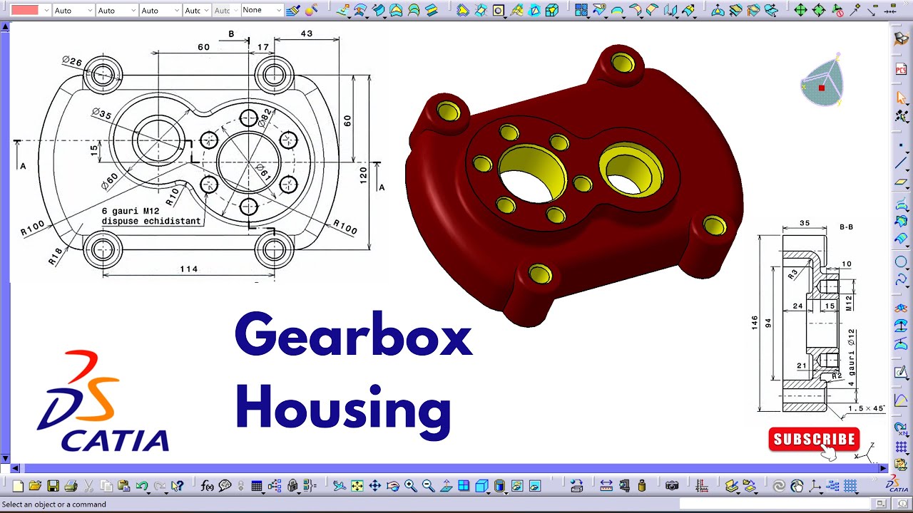 How to Create a Gearbox Housing Using CATIA Mechanical Part Design | CATIA V5 Tutorial ⚙️
