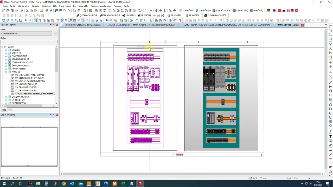EPLAN 3D Tasarımı 2D(perde) tasarıma dönüştürme