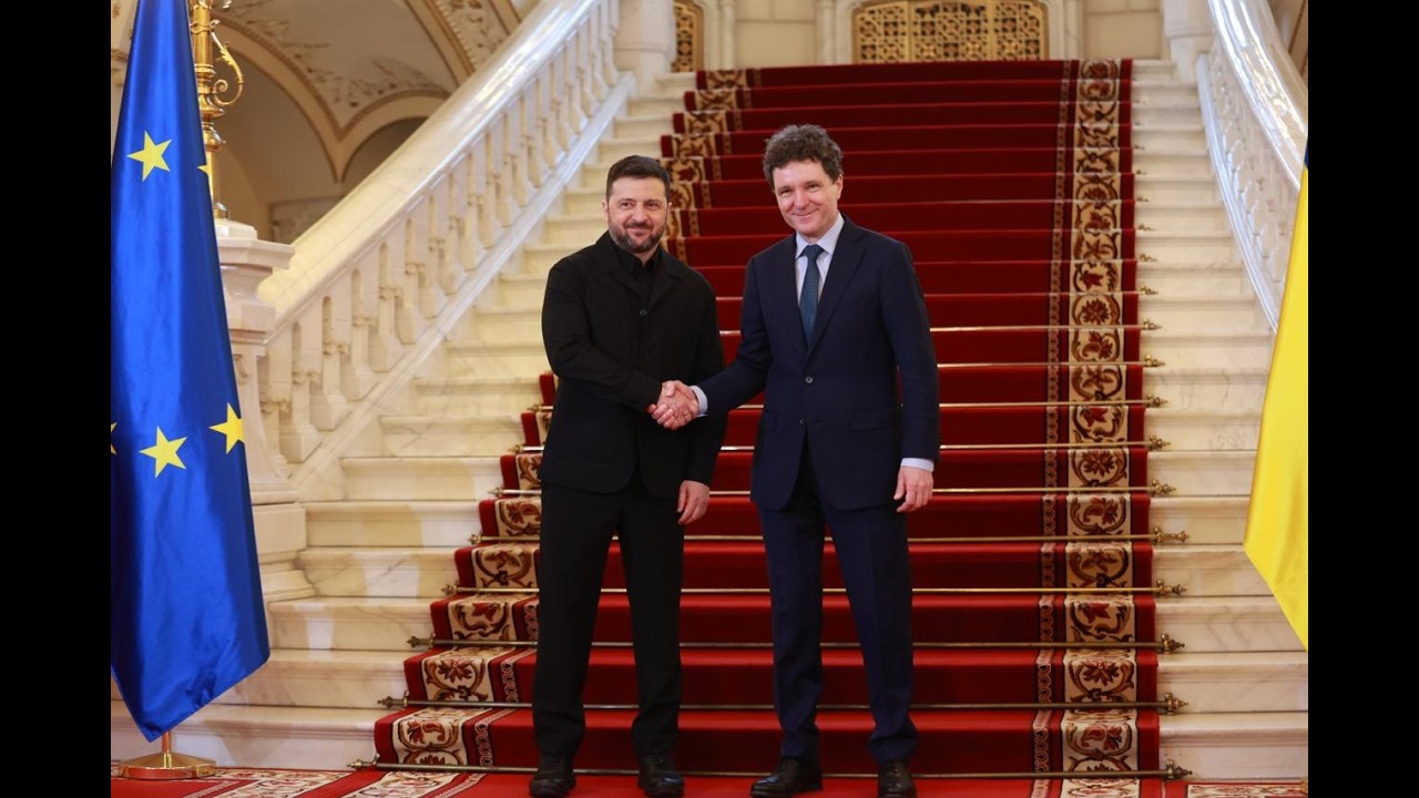 Declarații de presă susținute de Nicușor Dan și Volodimir Zelenski la Palatul Cotroceni