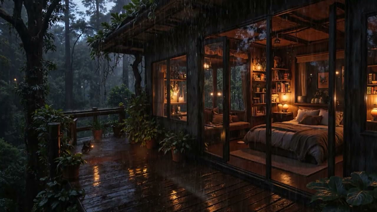 Soft Rain Falling on a Cozy Cabin Deep in the Forest 🌧️🌲 | Calm Sleep Sounds