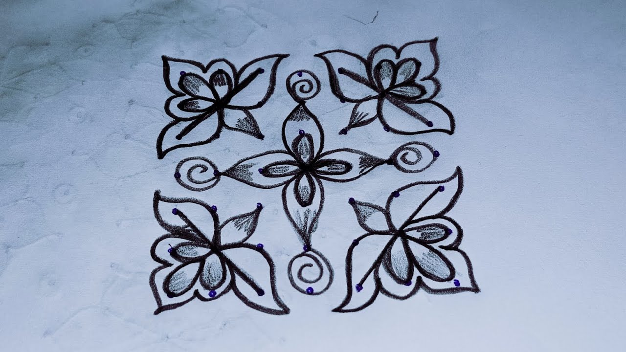 Simple 🌺 easy design ll traditional 🌺 muggulu ll festival 🌺 designs ll Rangoli 🌺 designs ll muggulu 