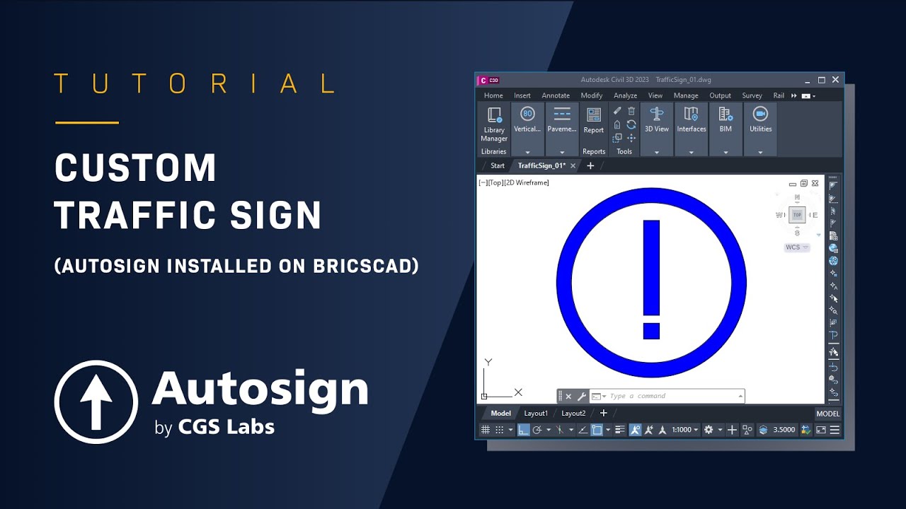 Autosign 2025 - Customized Traffic Signs (Autosign installed on BricsCAD)