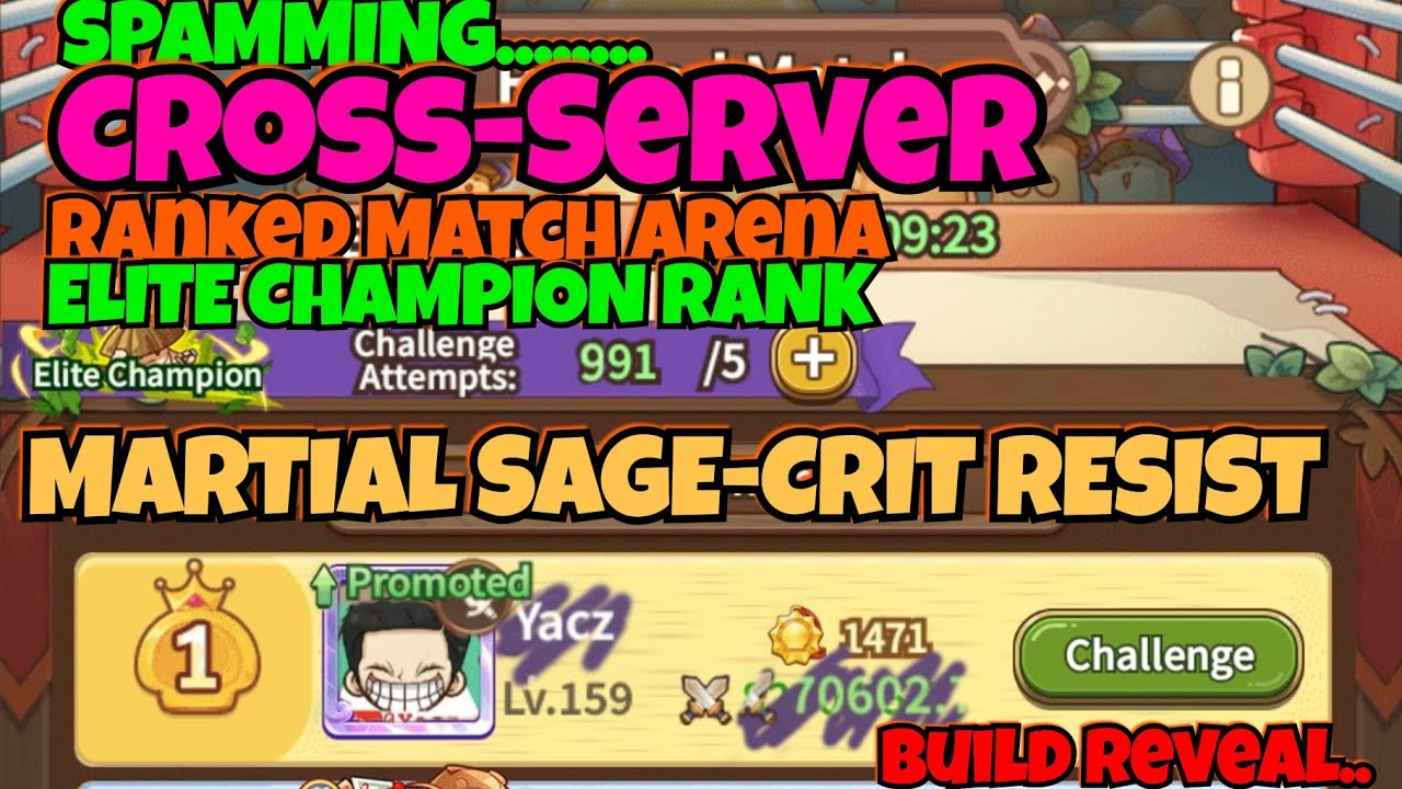 Martial Sage - Crit Resist Build / PVP Cross server Ranked match - Legend of Mushroom Rush Sea