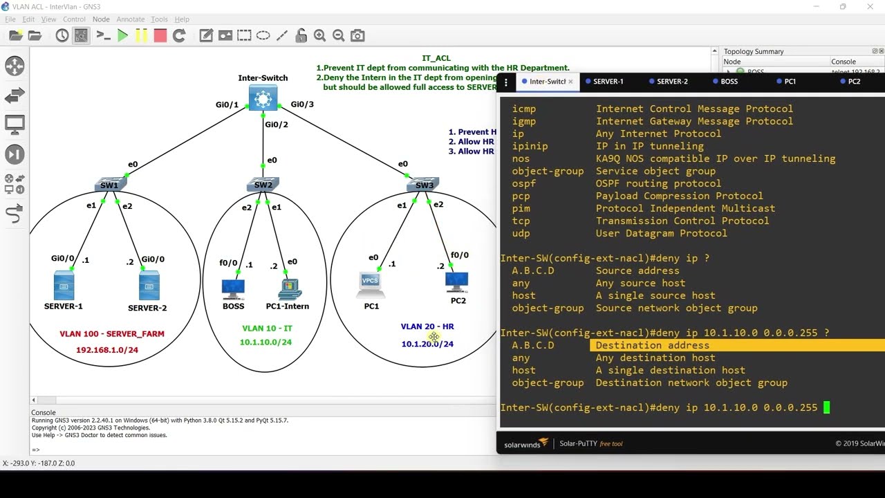 Control Inter-VLAN traffic using Access Control List (ACL)