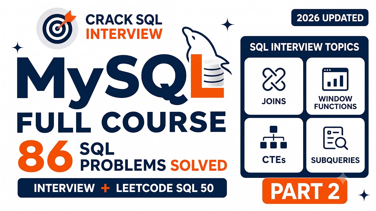 SQL Interview Questions + LeetCode SQL 50 | 86 Solved Problems | MySQL Course Part 2