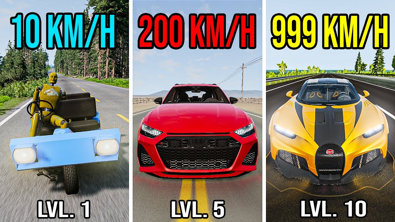 Slow vs Fast vs Ultra Fast Cars - BeamNG.drive