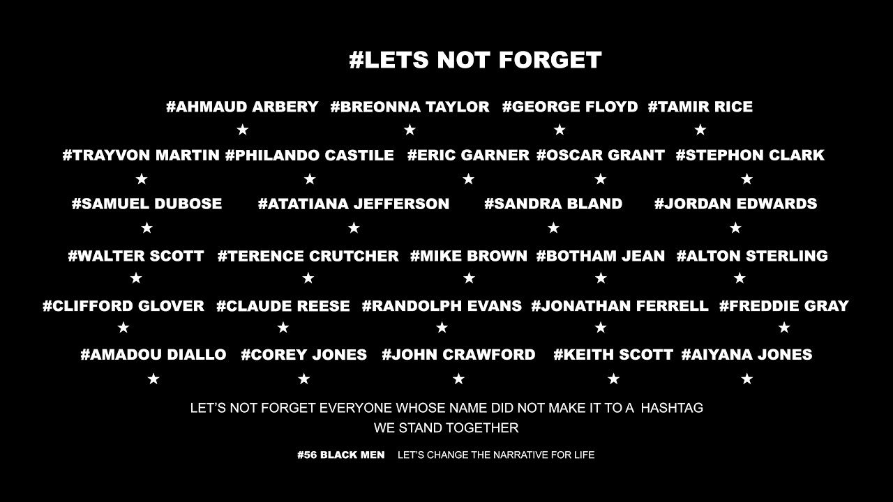 56 Black Men  | #LetsNotForget | #GeorgeFloyd | #AhmaudArbery | #BreonnaTaylor |