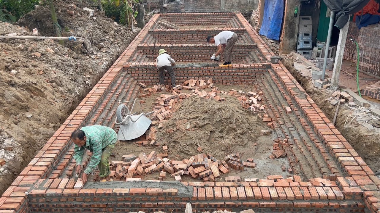 Construction Concrete Beams Foundation Prevent Subsidence // Install Iron For Foundation Beam