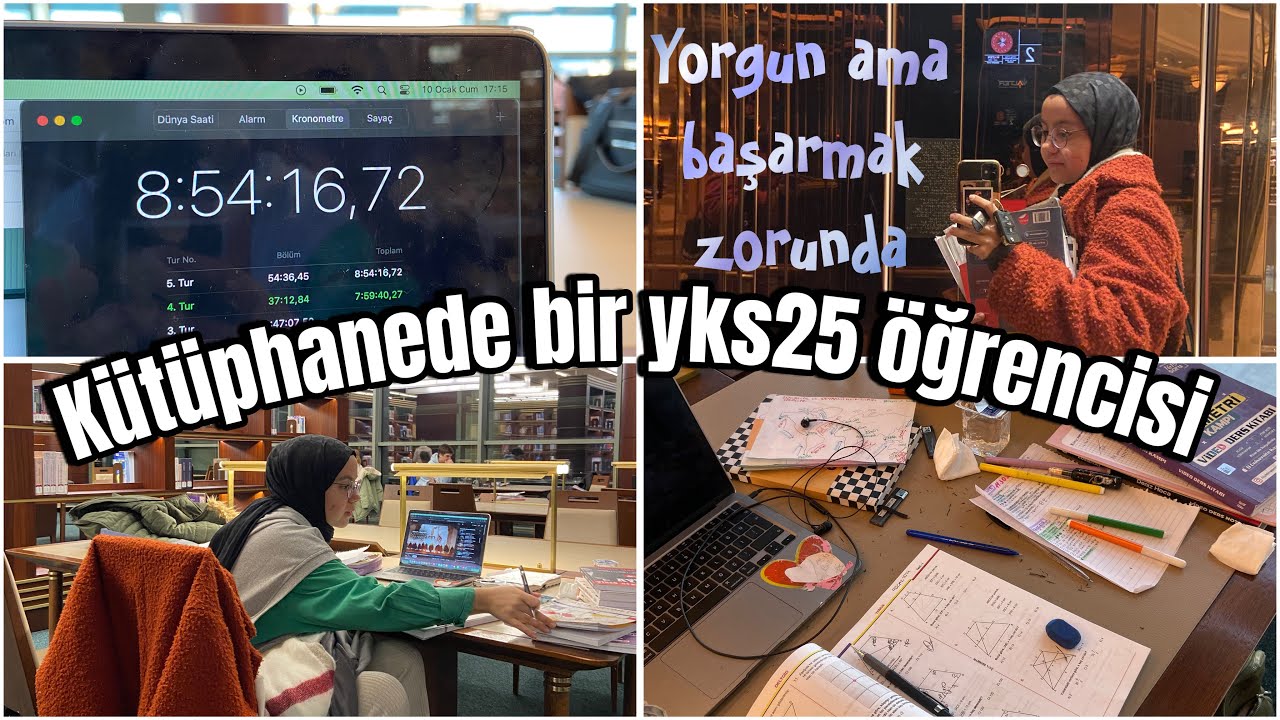 YKS YOLCULUĞUNA DEVAMM , KÜTÜPTE BİR GÜN | yorgun ama ayakta, yılın ilk ayt mat denemesi