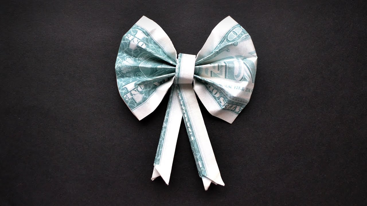 My MONEY BOW WITH RIBBON | Christmas decoration | Dollar Origami | Tutorial DIY by NProkuda