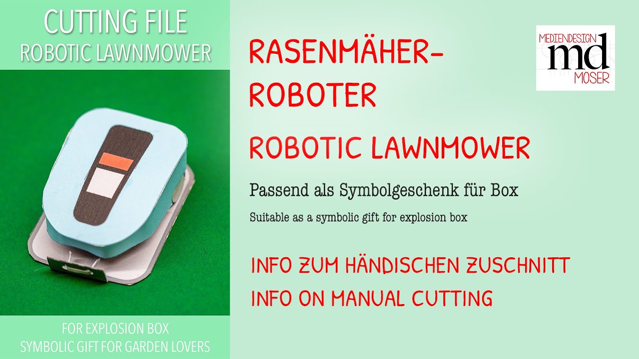 Bastelbogen drucken und zuschneiden (Mähroboter)