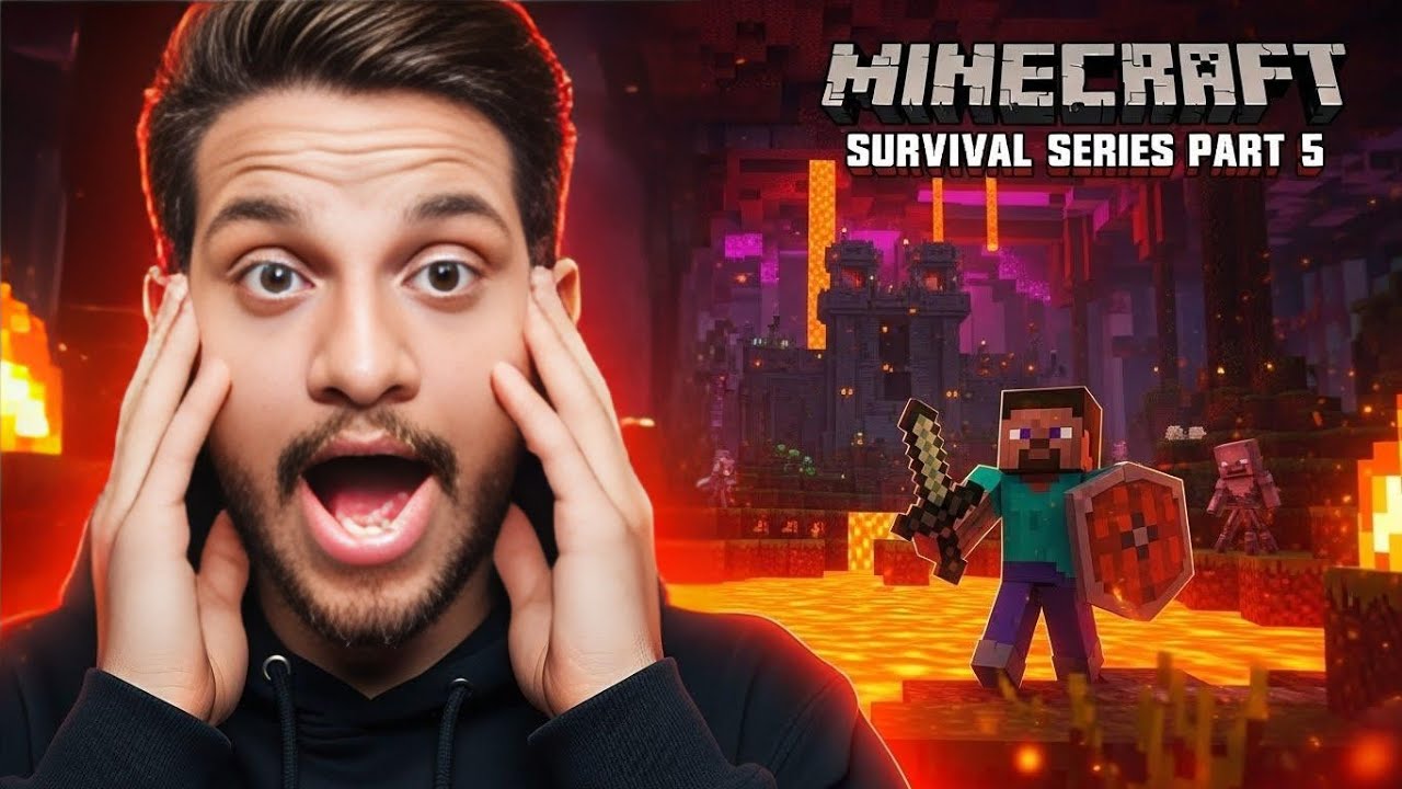 Minecraft Survival Series Part 5 😱 | Nether Fortress Mein Fas Gaya | Hindi Gameplay | Mamdani Gamer