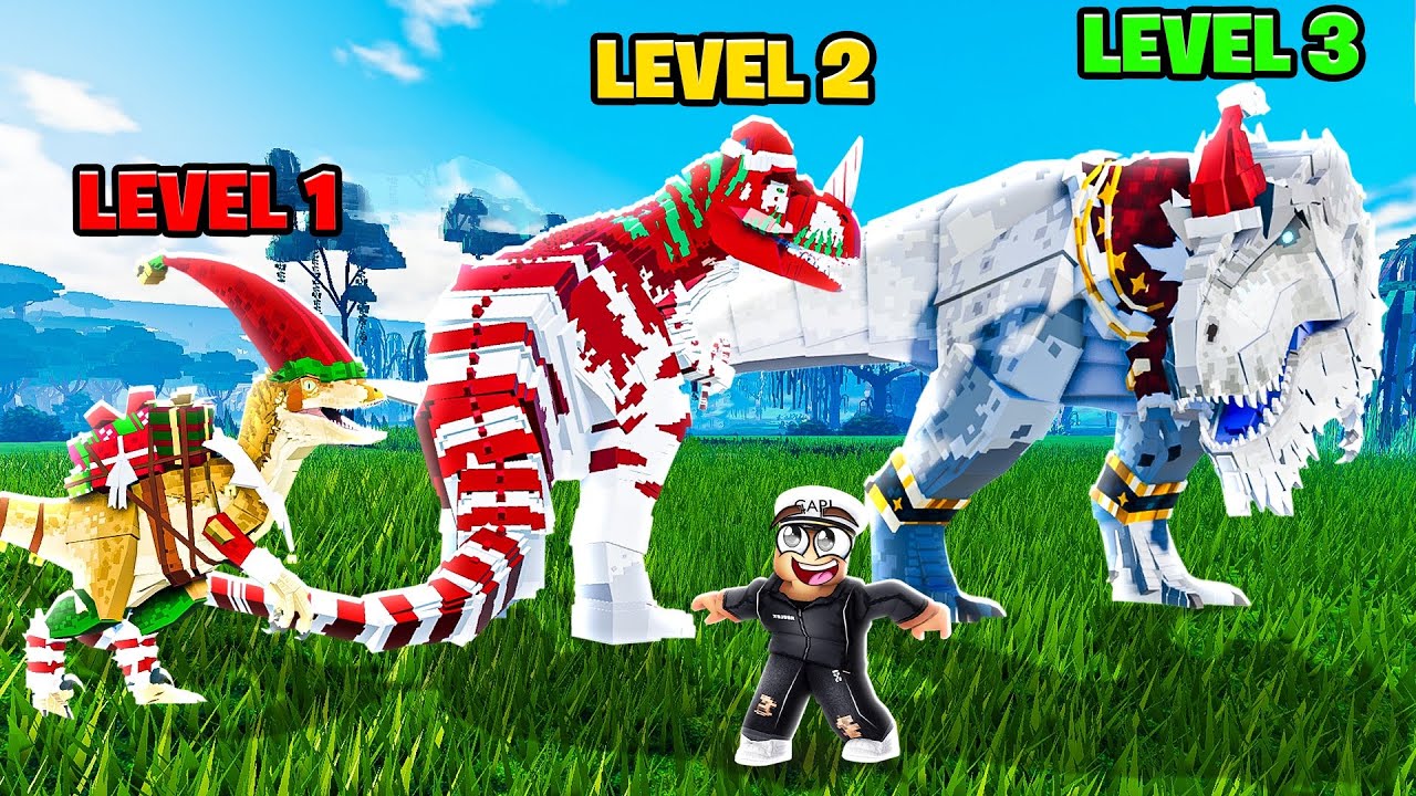 JURASSIC BLOCKY but EVERY KILL = BIGGER DINOSAUR! (Christmas Dinosaurs)