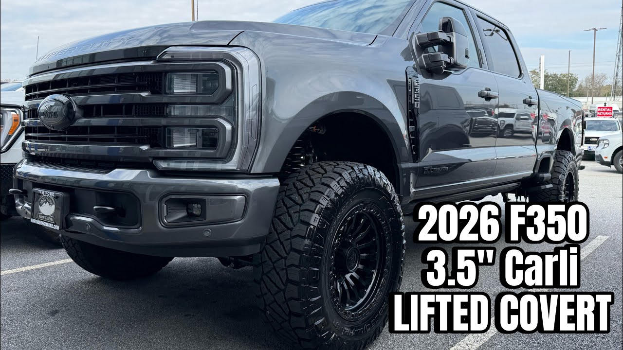 Ford F350 Platinum Plus 2026 года выпуска, 3,5-дюймовые Carli Backcountry, приподнятые, карбонизи...