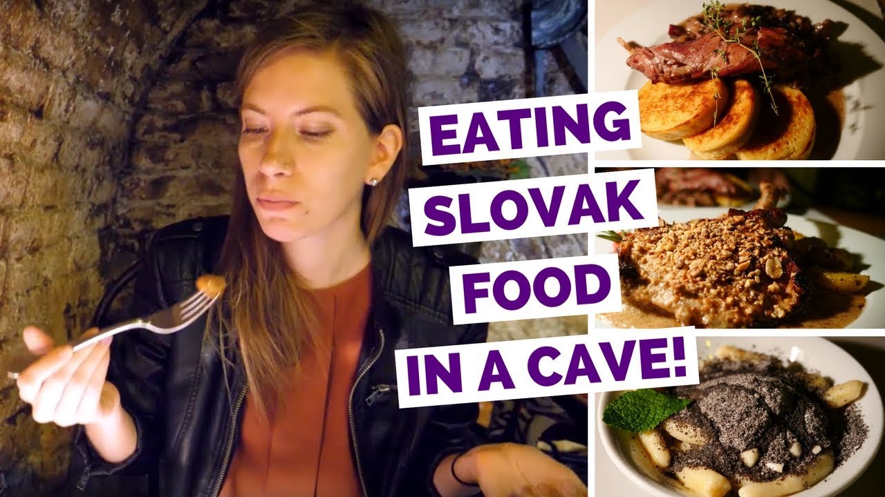 Slovak Food Taste Test 🇸🇰 Eating in a Cave Restaurant Modrá Hviezda in Bratislava, Slovakia 🏰🍽️🍮