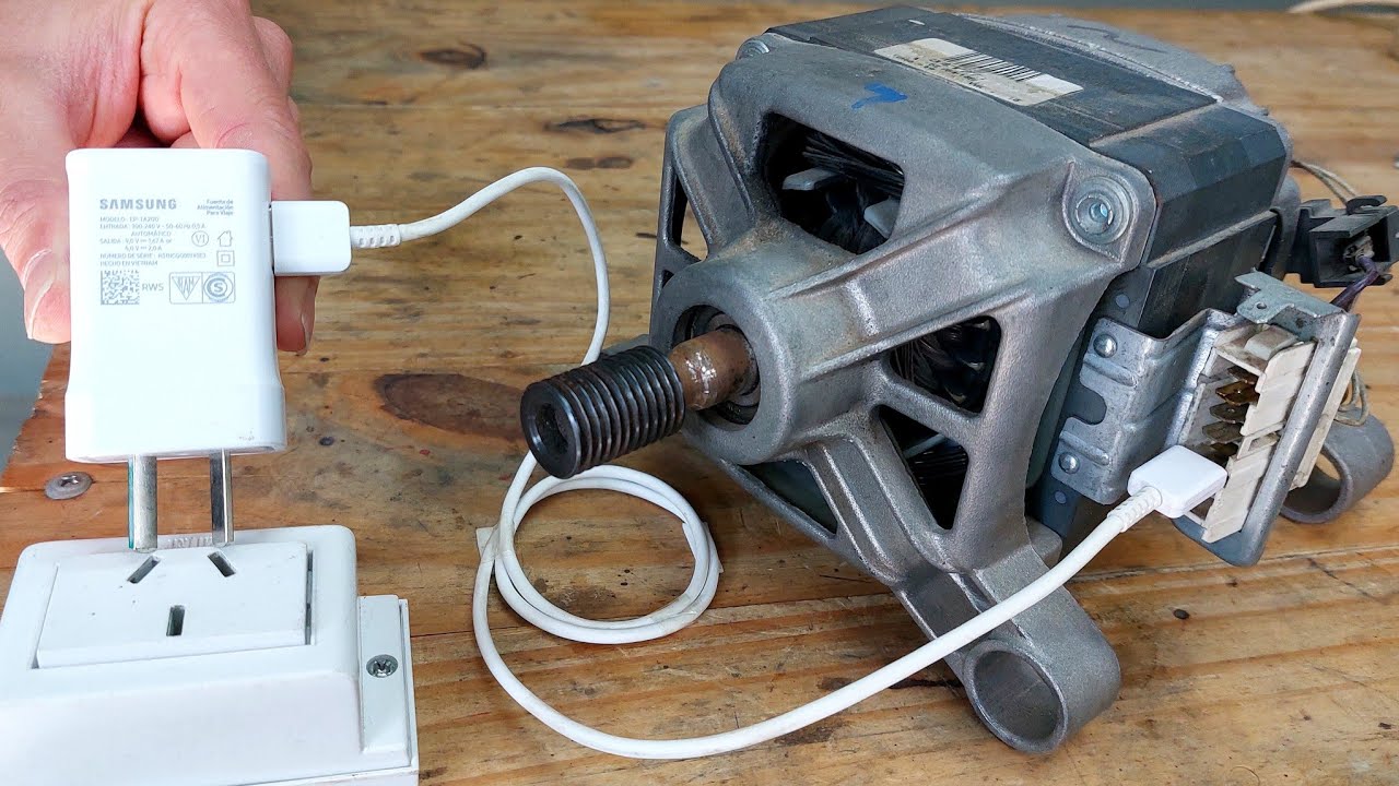 Probar Motor de lavadora con CARGADOR DE CELULARES - Fácil y Seguro