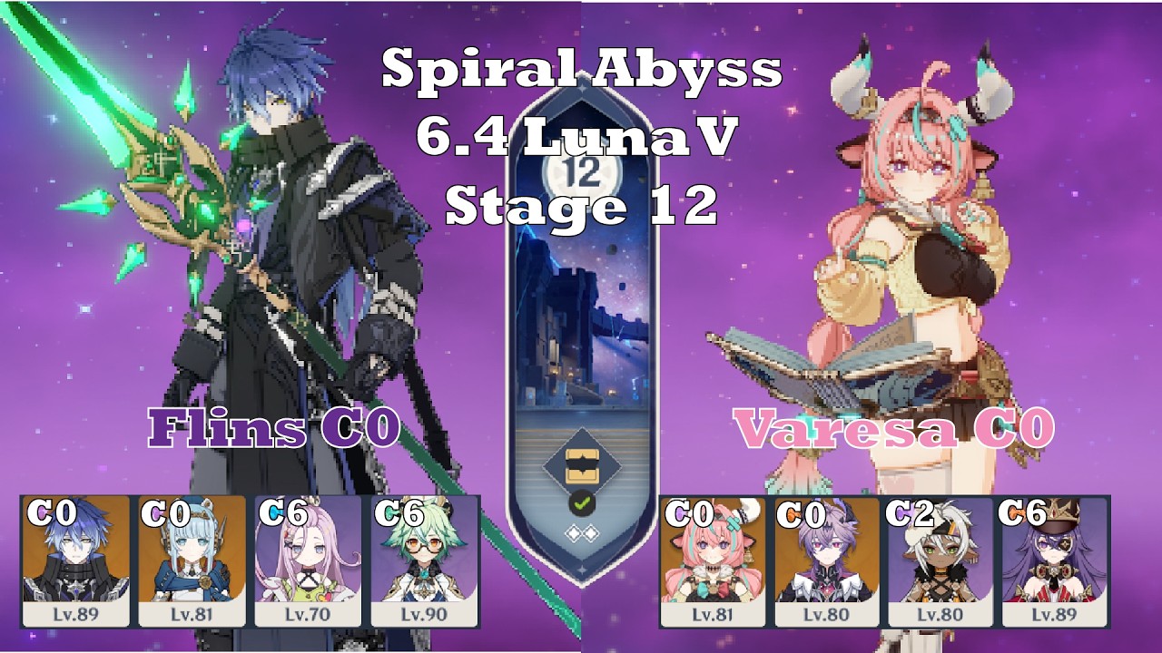 C0 Flins & C0 Varesa Overload _ New Spiral Abyss 6.4 Luna 5 _ Genshin Impact