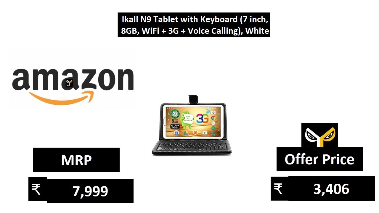 Ikall N9 Tablet with Keyboard (7 inch, 8GB, WiFi + 3G + Voice Calling), White