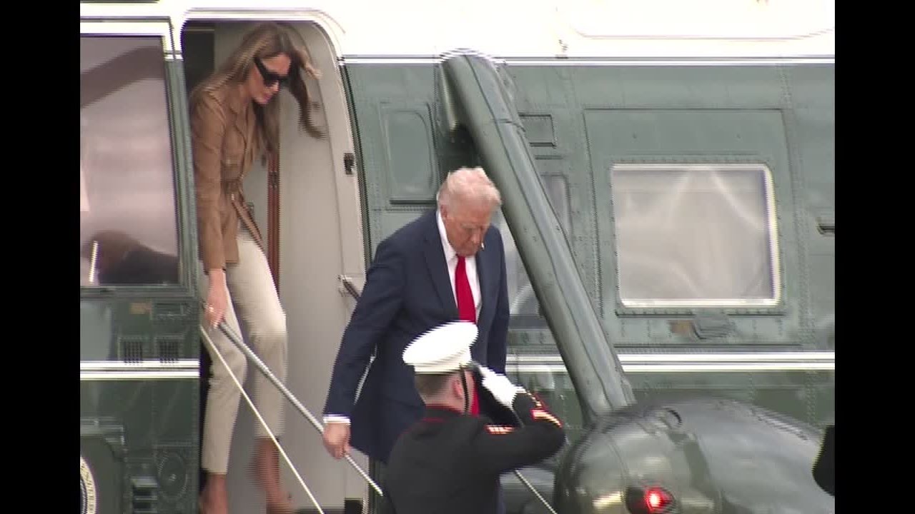 RAW: President Trump, Melania Trump leave London to return to White House