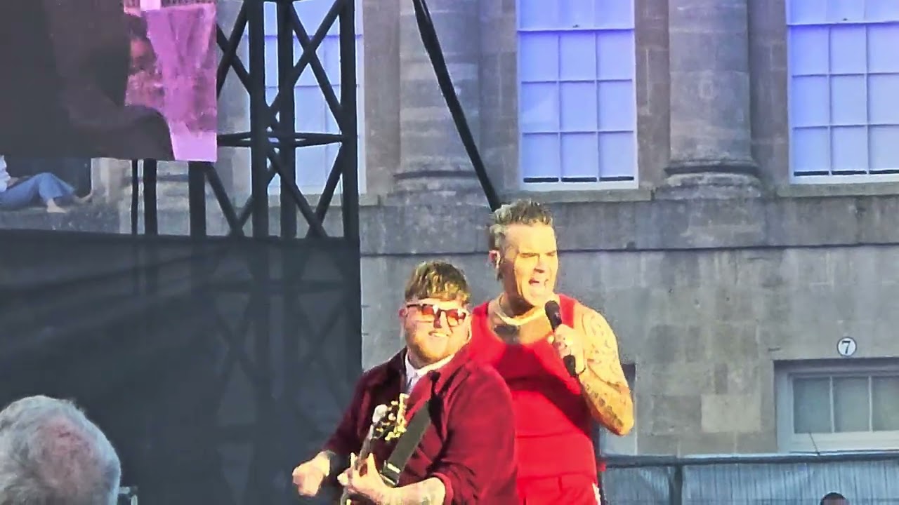 Robbie Williams,  Medley of songs with Tom from the Lottery Winners. With Olly Murrs.