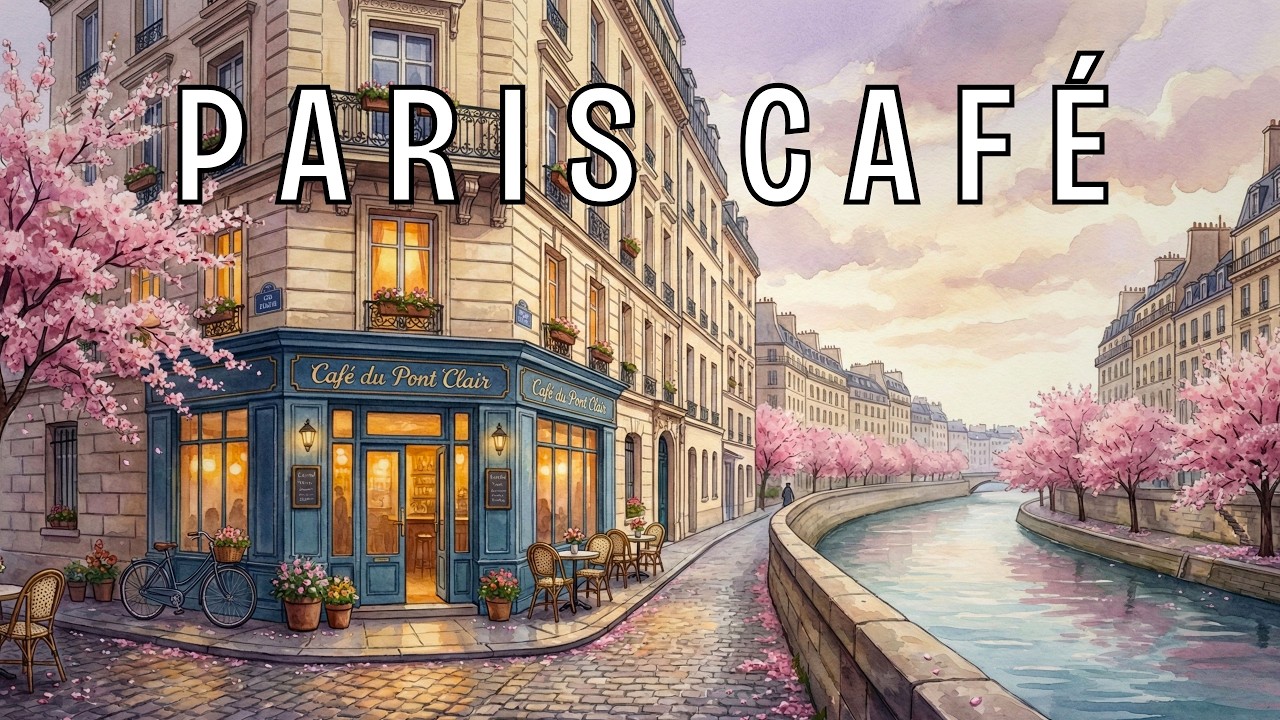PARIS CAFE 🌸 Spring Canal Corner for Working | French Cafe Music | Parisian Cafe Playlist